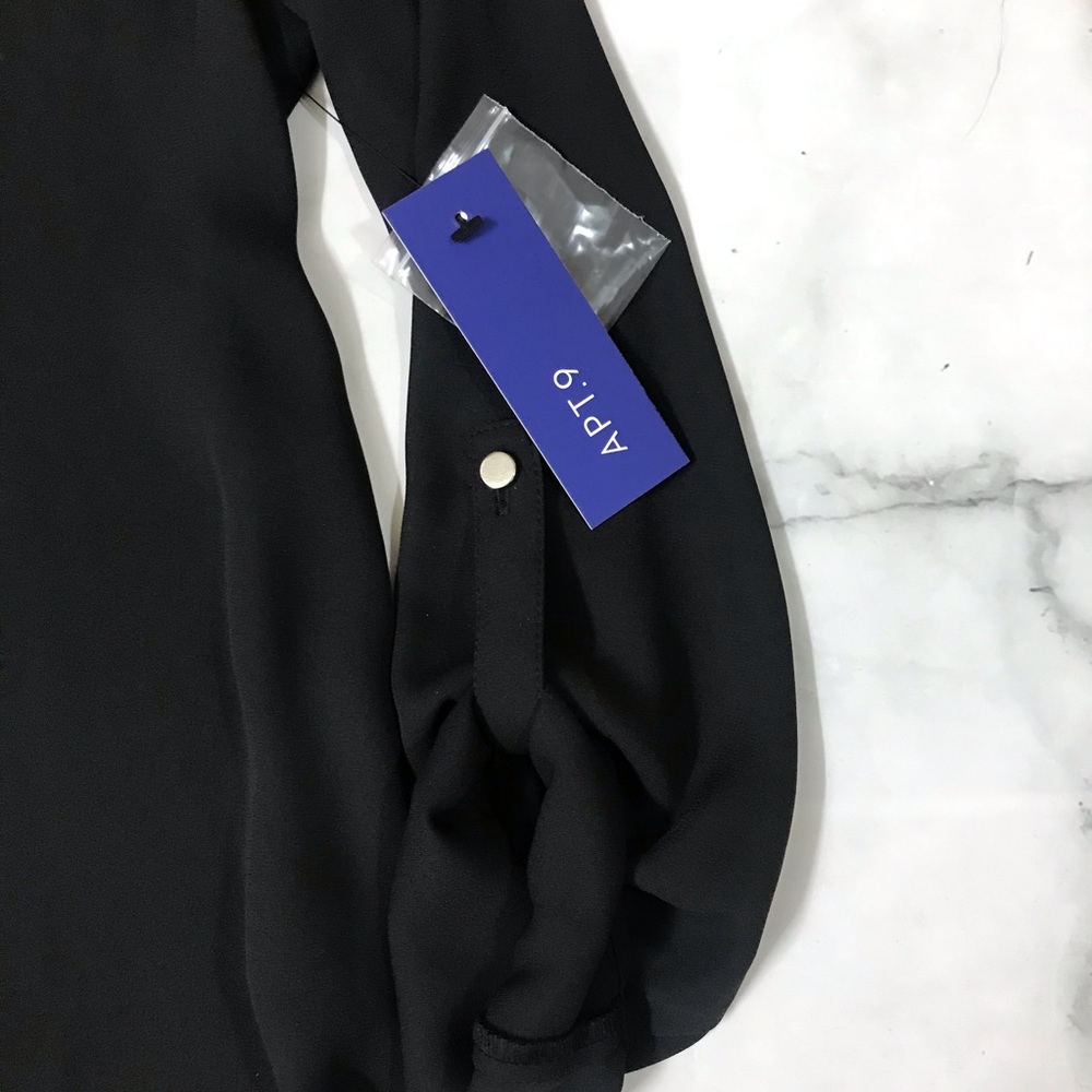Apt. 9 Black V-Neck Blouse, New with Tags - Picture 2 of 7